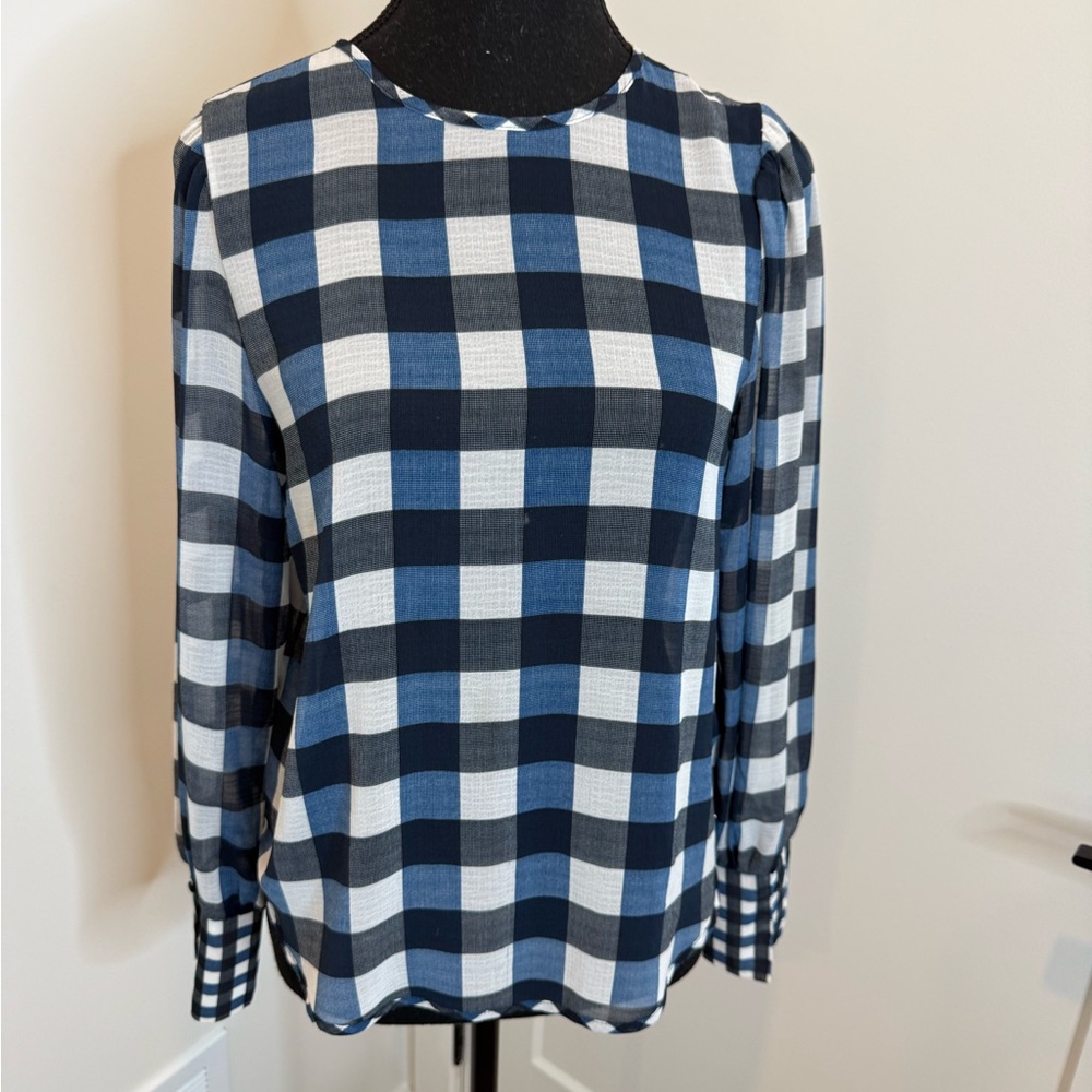 Scotch & Soda Blue Black and White Plaid Blouse